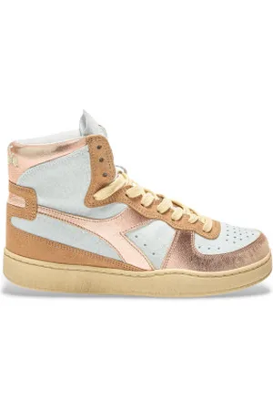 Diadora Para mulher. 201178889 Ténis de couro Bege Basket Metal (36), Plano, Cordão, Casual