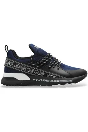 VERSACE Para homem. 78YA3SA3-ZSC65 Sapatilhas azuis com logótipo impresso (40), Preto, , Plano, Cordão, Casual