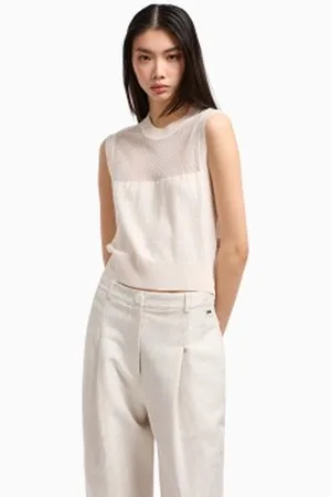 Armani Exchange Para mulher. XW000580AF12875F0024 Top sem mangas com gola redonda (M), Casual, Viscoso, Sem mangas / correias