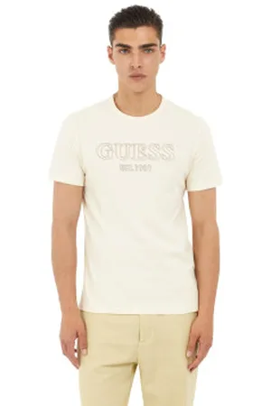 Guess Para homem. M5GI07I3Z14 T-shirt com logótipo off-white (S), , Casual, Algodão, Manga curta