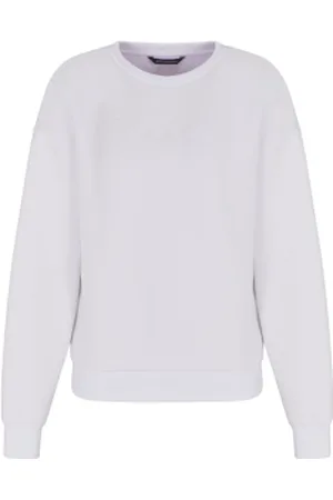 Armani Exchange Para mulher. XW000835AF13397U0002 Camisola branca com gola redonda e logótipo bordado (L), , Casual, Esportivo, Multis