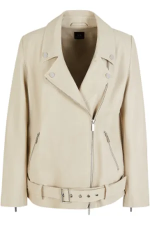 Armani Exchange Para mulher. XW000218AF10854U1095 Casaco de motociclista em pele com cinto amovível (M), Casual