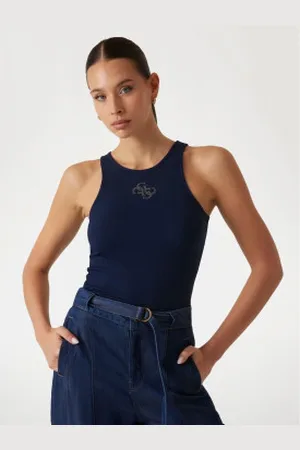 Guess Para mulher. W5GP57KCV52 New SL Round T-shirt (S), Casual, Algodão, Sem mangas / correias