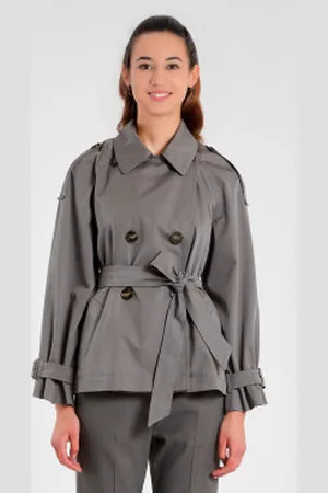 MARELLA Para mulher. 2513021031200 Gabardina remota cinzenta (38), Casual, , Algodão