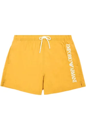 Emporio Armani Para homem. EM000583_AF12330 Calções de fato de banho com logótipo vertical bordado em (L), Algodão, Beachwear, Polia
