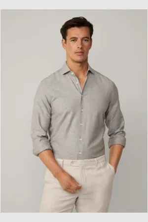 Hackett Para homem. HM3010216 Camisa de corte justo (L), Casual, Linho, Manga comprida
