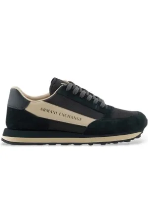 Armani Exchange Para homem. XUX083XV263U395 Ténis de corrida em pele preta (44), Couro, , Plano, Cordão, Casual