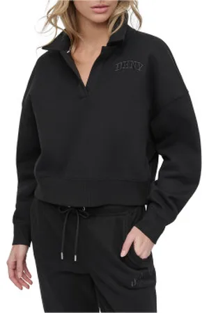 DKNY Para mulher. DP5T1243 Camisola com fecho de correr preta (XS), , Casual, Algodão, Manga comprida