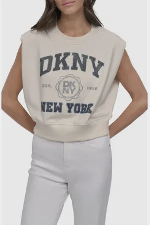 DKNY Para mulher. DJ5T1453 Camisola NY (XS), Casual, Algodão, Sem mangas / correias