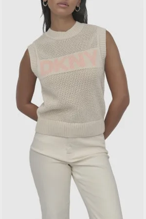 DKNY Para mulher. DJ5R0650 Camisola de malha (XS), Casual, Algodão, Sem mangas / correias