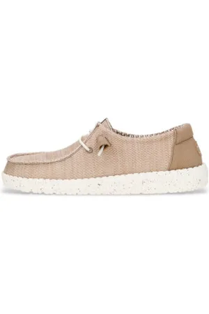 Hey dude Para mulher. HD41878 Sapatos de barco Wendy Stretch Mesh castanhos (36), , Plano, Cordão, Casual
