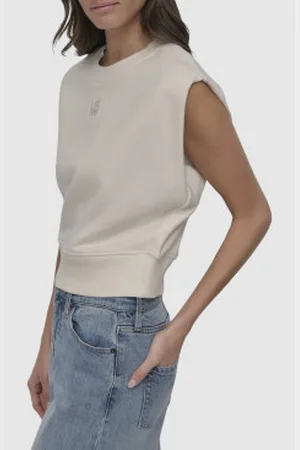 DKNY Para mulher. DJ5T1397 Camisola Petit (S), Casual, Algodão, Manga curta