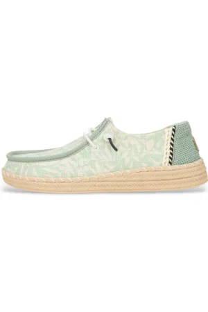 Hey dude Para mulher. HD43179 Sapatilhas Wendy Espadrille Retro Palm green (36), Tecido, Plano, Cordão, Casual