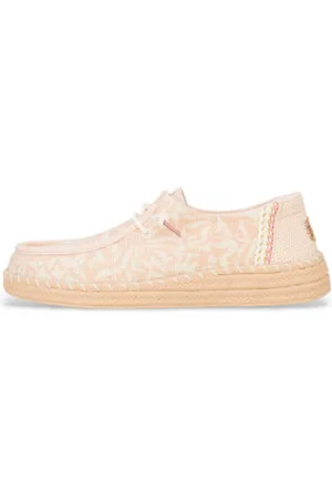 Hey dude Para mulher. HD43179 Sapatilhas Wendy Espadrille Retro Palm (36), Bege, Tecido, Plano, Cordão, Casual