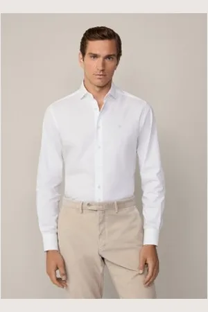 Hackett Para homem. HM309968 Camisa Essential Texture branca (3XL), , Casual, Algodão, Manga comprida