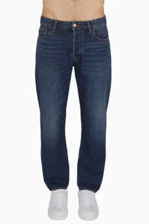 Armani Exchange Para homem. XM000072AF13362MB010 Calças de ganga azuis com corte de cenoura (28), Azul, Casual, Algodão, Denim