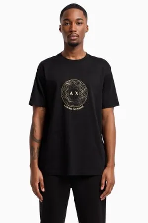 Armani Exchange Para homem. XM000328AF10364UC001 T-shirt preta com gola redonda (L), , Casual, Algodão, Manga curta