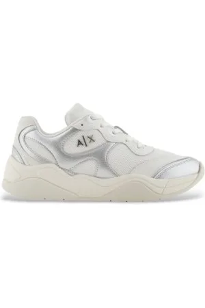 Armani Exchange Para mulher. XDX191XV940U617 Logótipo das sapatilhas , prateado (36.5), Prata, Plano, Cordão, Casual