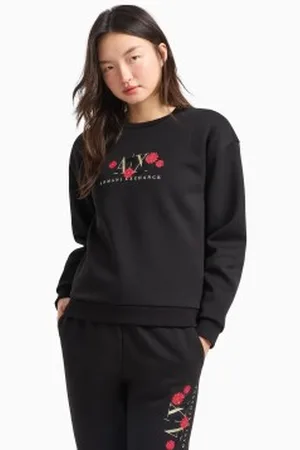 Armani Exchange Para mulher. XW000313AF12261UC001 Camisola de ajuste regular preta (S), , Casual, Algodão