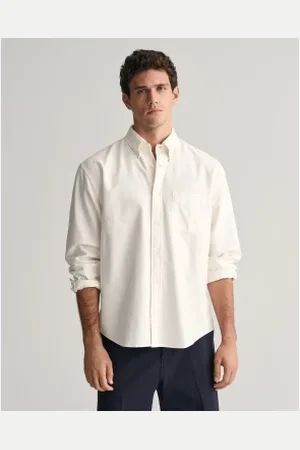 GANT Para homem. 3240051 Camisa Heritage Relaxed Fit Oxford branca (L), , Casual, Manga comprida, Algodão orgânico, Sustentável