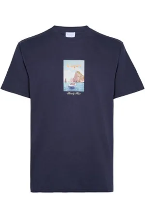 Family First Para homem. TS2507 T-shirt Capri azul-marinho (L), Casual, Algodão, Manga curta