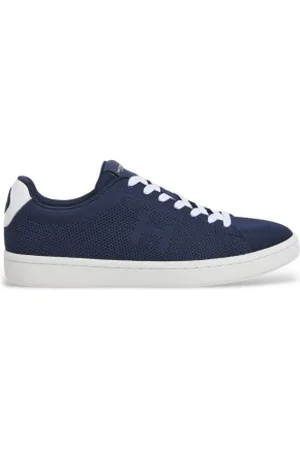 Hackett Para homem. HMS21454 Sapatilhas Bond Knit em pele azul-marinho (42), Couro, Plano, Cordão, Casual