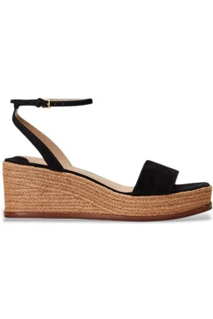 Ralph Lauren Para mulher. 802920421001 Espadrilhas em pele Leona preta (36), Couro, , 3 a 5cm, Fivela, Casual