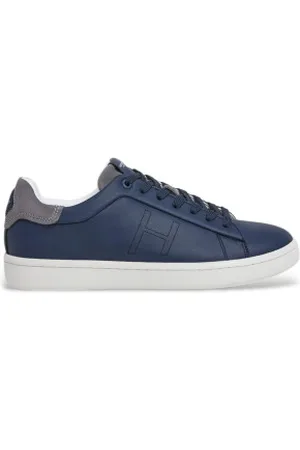 Hackett Para homem. HMS21457 Sapatilhas de couro azul-marinho Bond Minimal (40), Plano, Cordão, Casual