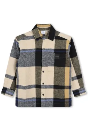 HUGO BOSS Para menino. J51129 Camisa de manga comprida castanha (16años= 174cm), Marrom, Casual, Algodão, moda infantil
