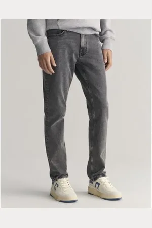 GANT Para homem. 1000287 Calças de ganga de corte fino com lavagem cinzenta (31/34), Casual, , Algodão, Denim, Sustentável
