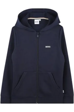 HUGO BOSS Unisex para criança. J51958 Casaco com capuz azul-marinho (4Años= 102cm), Casual, Algodão, moda infantil