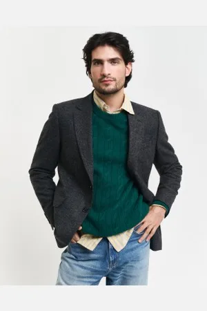 GANT Para homem. 7706296 Blazer de fato de corte justo Donegal cinzento escuro (52), Casual, , Lã