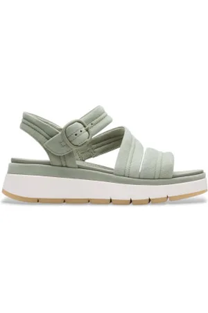 Clarks Para mulher. 26181474 Sandálias Tuscan Strap em pele (36), 3 a 5cm, Camurça, Fivela, Casual