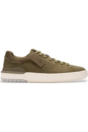 Clarks Para homem. 26181324 Courtlite2 Run sapatos de couro verde (40), Plano, Cordão, Casual