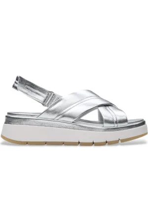Clarks Para mulher. 26181472 Sandálias Tuscan Cross (36), Prata, 3 a 5cm, Velcro, Casual