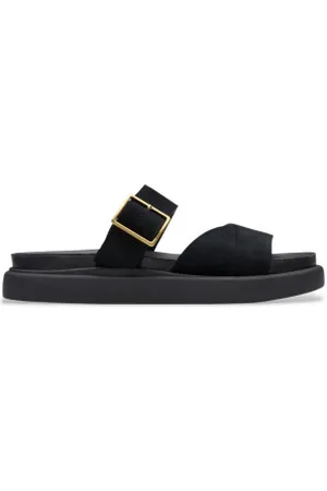 Clarks Para mulher. 26181284 Aristella Mule sandálias de couro preto (36), 1 a 3cm, Fivela, Casual
