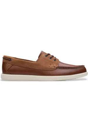 Clarks Para homem. 26181273 Sapatos de couro castanho Bratton Boat (41.5), Marrom, Plano, Cordão, Casual