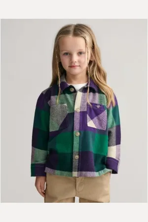 GANT Para menina. 830435 Camisola com escudo xadrez multicolorida (2años= 92cm), Casual, Algodão, Manga comprida, moda infantil