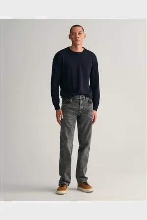 GANT Para homem. 1000250 Calças de ganga de corte regular com lavagem preta (29/34), , Casual, Algodão, Denim