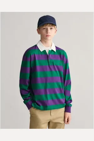 GANT Para menino. 905708 Pólo às riscas Shield Teens lilás, (15años= 170cm), Casual, Algodão, Manga comprida, moda infantil