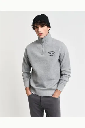 GANT Para homem. 2015071 Sweatshirt com meio fecho de correr e design cinzento pequeno (XL), Casual, , Algodão