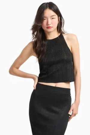 Armani Exchange Para mulher. XW000112AF11957MC005 Top preto sem mangas (L), Casual, Viscoso, Sem mangas / correias