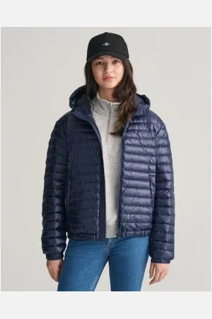 GANT Unisex para criança. 970306 Casaco leve acolchoado Shiny Navy (11/12años= 146/152cm), Casual, Polister Reciclado, Sustentável,