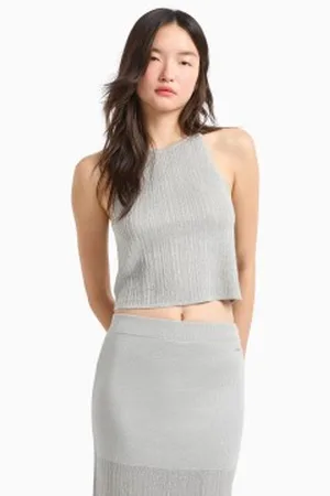 Armani Exchange Para mulher. XW000112AF11957M8047 Top sem mangas cinzento (L), Casual, Cinza, Viscoso, Sem mangas / correias