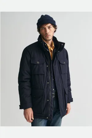GANT Para homem. 7006447 Casaco de flanela militar marinha (L), Casual, Polister Reciclado, Sustentável