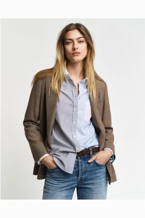 GANT Para mulher. 4300408 Camisa de corte descontraído com design de remendo (32), Casual, Algodão, Manga comprida