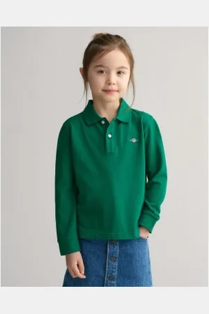 GANT Unisex para criança. 802550 Pólo pique de manga comprida Shield (2años= 92cm), Casual, Algodão, moda infantil