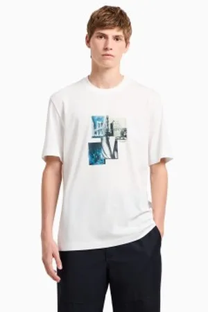 Armani Exchange Para homem. XM000269AF12112U0009 T-shirt de manga curta branca (L), , Casual, Algodão