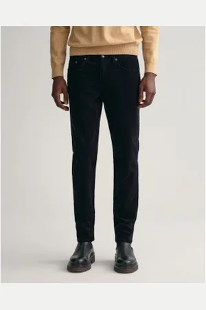 GANT Para homem. 1000272 Calças de ganga de bombazina de corte justo azul-marinho (29/34), Casual, Algodão
