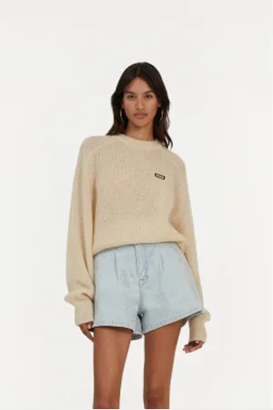 ROTATE Para mulher. 1128671876 Camisola de malha leve com logótipo (34), Casual, Poliamida, Manga comprida, Sustentável